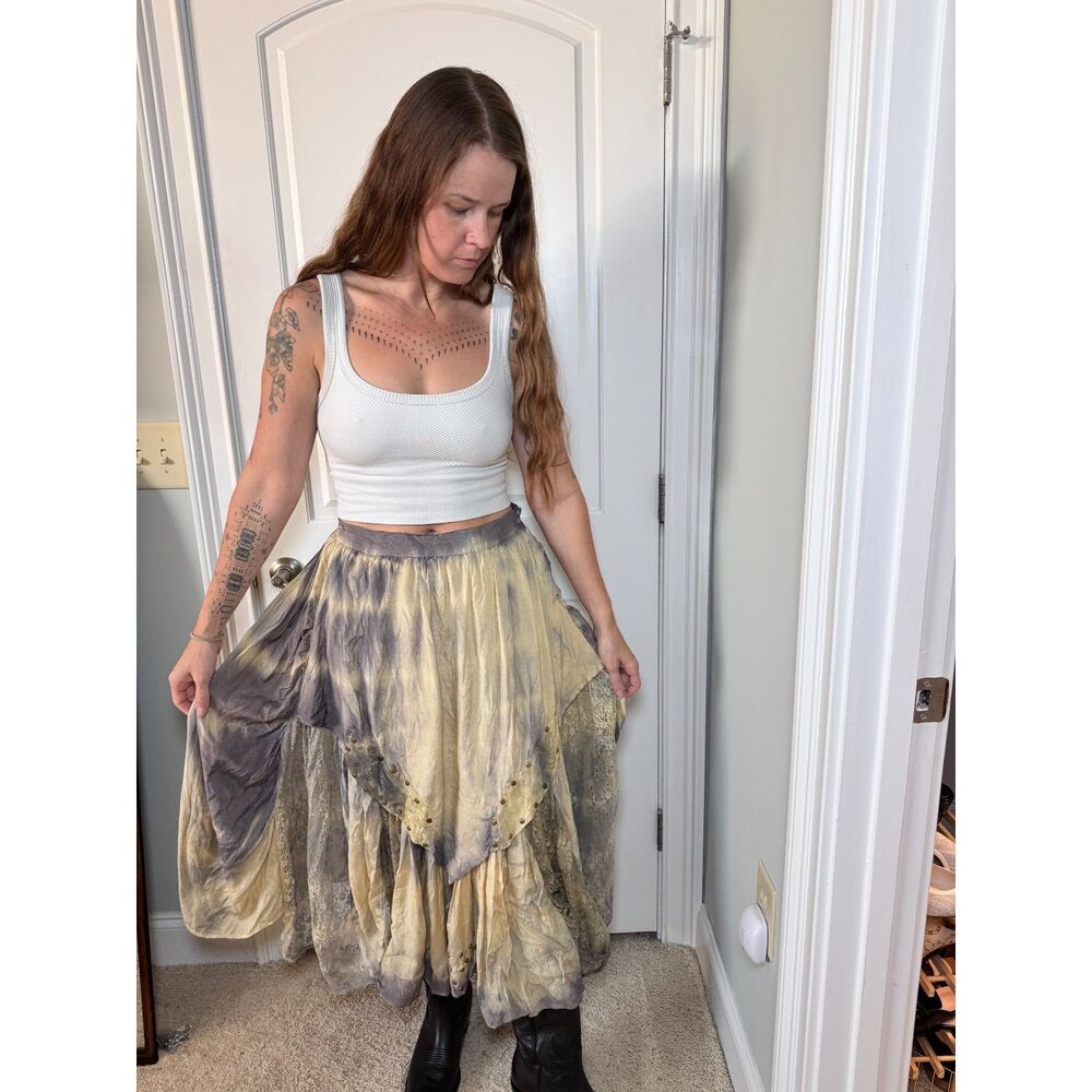 Vintage Tie-Dye Bohemian Gypsy Maxi Skirt Fairycore Y2K Whimsigoth Boho Size S